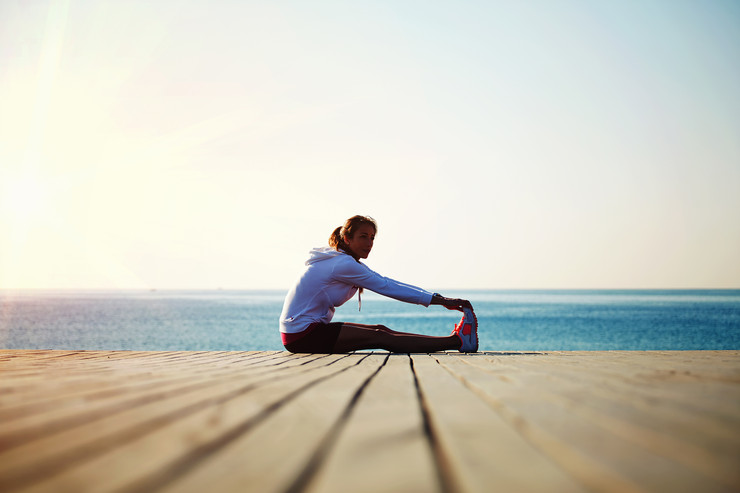 Woman stretching legs